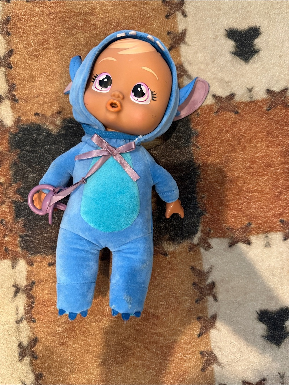 Plush Blue Baby Doll in Animal Hoodie - Soft Snuggle Toy